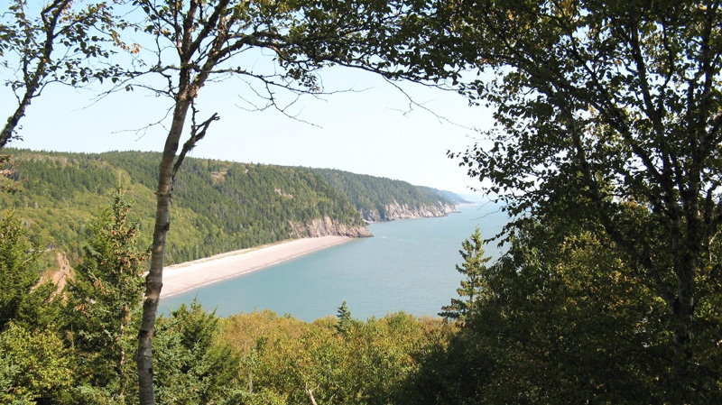 The view of a secluded beach on the Bay of Fundy as viewed from a scenic lookout along New Brunswick's Fundy Trail. (Kevin Bissett / THE CANADIAN PRESS)