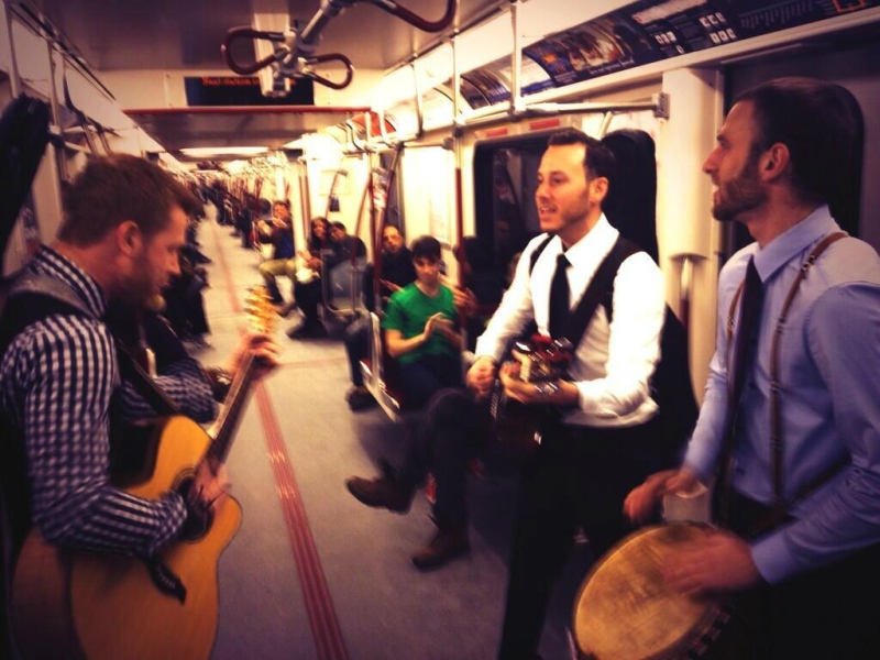 Elan, Blake and Amir or 'Train Reaction' perform on a TTC subway. (Sean Irvine / CTV London)