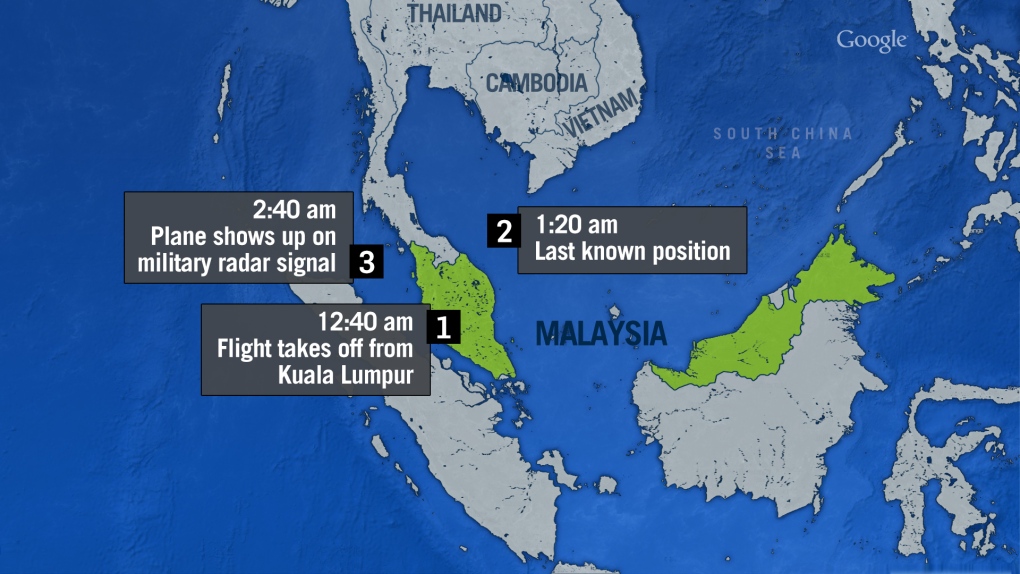 Malaysia missing flight timeline (CTV News)