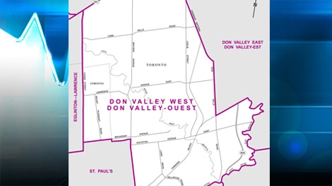 An Elections Ontario map shows the riding of Don Valley West.