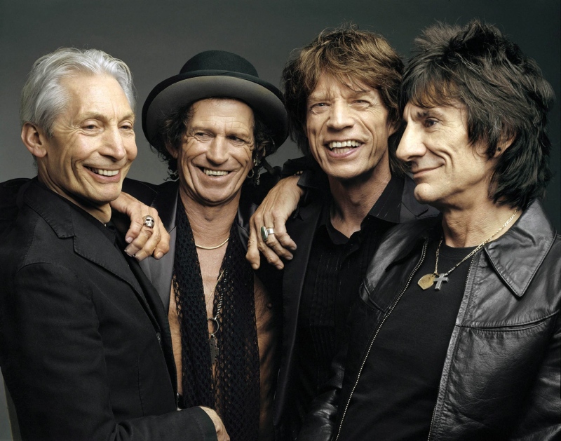 This 2005 file photo, originally supplied by the Rolling Stones, shows members of the group, from left, Charlie Watts, Keith Richards, Mick Jagger, and Ron Wood posing during a photo shoot.  (AP Photo/The Rolling Stones, Mark Seliger-File)