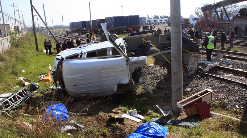Minibus, train crash near Mersin, Turkey