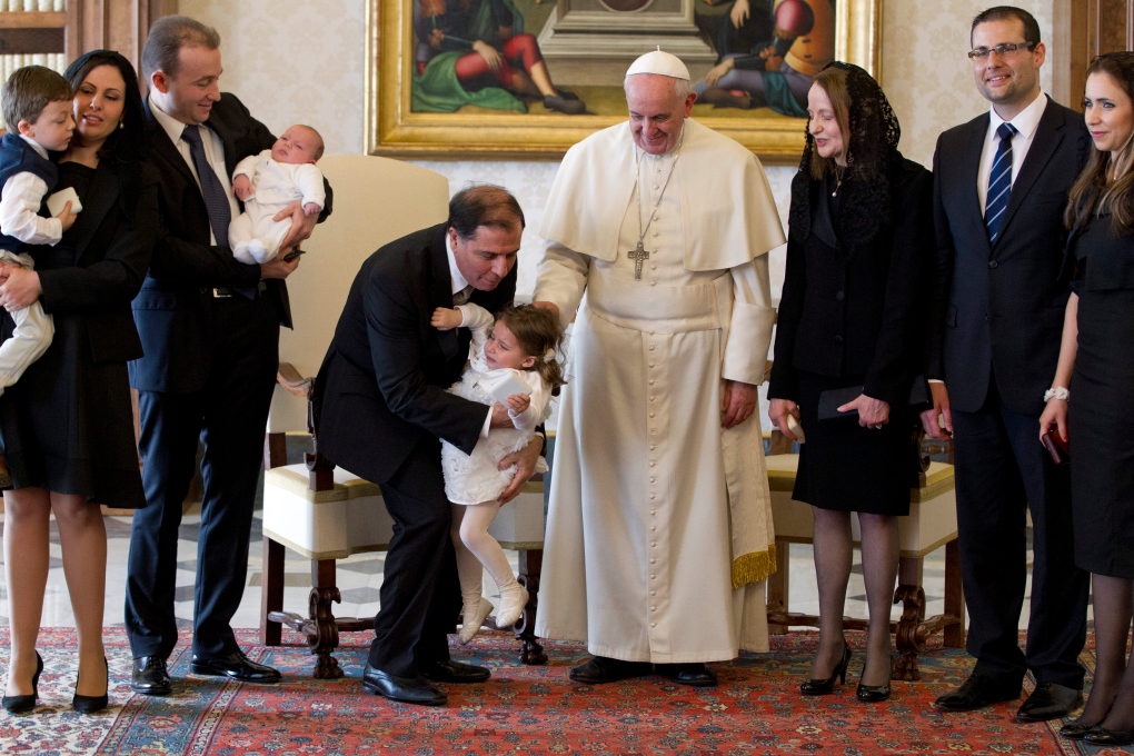 Pope France meets with family of Malta's President