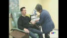 CTV's Scott Miller has his blood taken at the London Health Sciences Centre as part of a regular check-up to ensure his testicular cancer has not returned.
