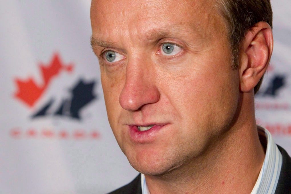 Rob Blake speaks to reporters in Toronto
