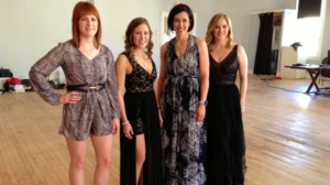 Dawn McEwen, Kaitlyn Lawes, Jill Officer and Jennifer Jones try on options to wear to the Junos.