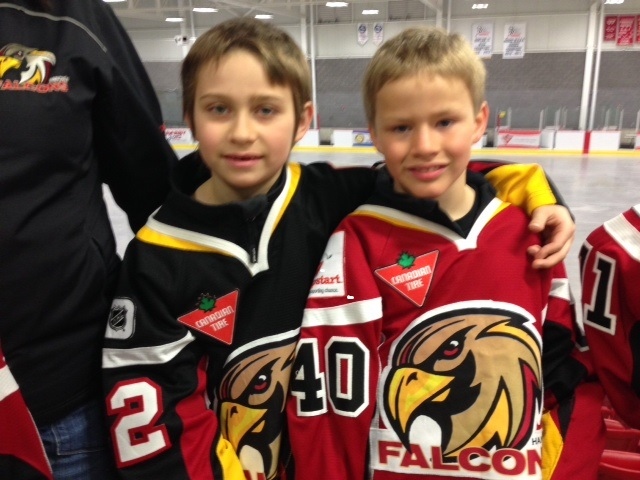 Brayden MacIntosh, left, scored three goals in 10 seconds. (Scott Miller / CTV London)