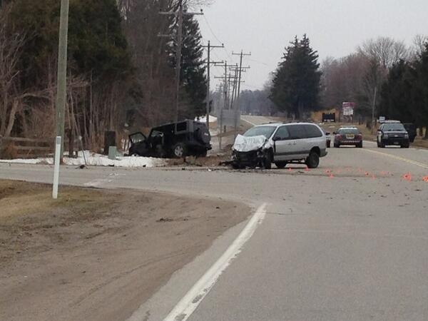 A mother remains in hospital and two boys have been released after crash on Longwoods Road on Saturday, March 29, 2014.
(Bryan Bicknell/CTV London)
