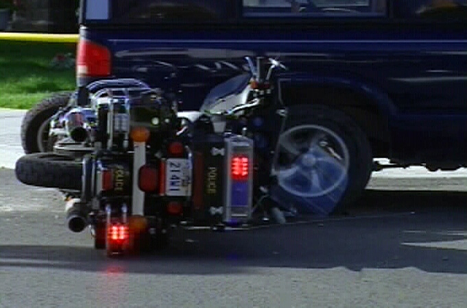 An OPP officer is in hospital with serious injuries following a collision in Kemptville, Tuesday, July 29, 2008.
