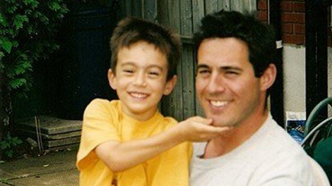 Jason Gall, seen here with his son, was stabbed to death in February, 2007. 
