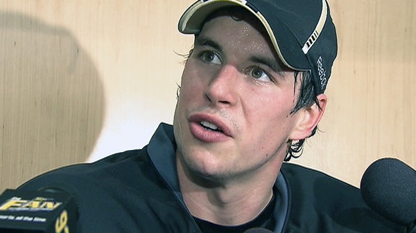 Pittsburgh Penguins captain Sidney Crosby speaks to the media in Pittsburgh on Thursday, Oct. 13, 2011.