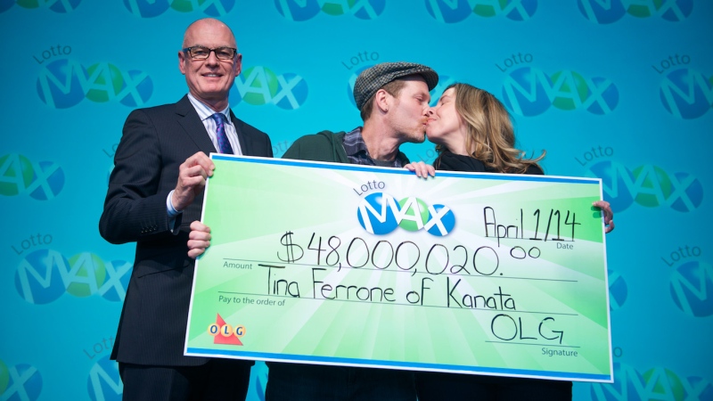 Tina Ferrone along with her husband, Liam McGee, picked up their $48 Million dollar lottery prize in Toronto on Tuesday, Apr. 1, 2014. (OLG)