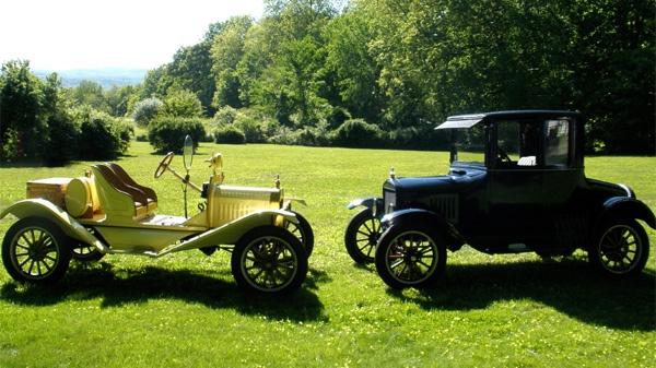 A 1915, left, and 1924, right, Model T Ford are seen in this undated photo. (Josh Max for Forbes) 