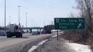 The Carp Rd. overpass will be reduced to one alternating traffic lane, just one of many Ottawa road projects taking place this spring and summer. (Photo: Tyler Fleming/CTV Ottawa)