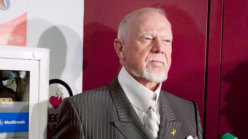Hockey commentator Don Cherry speaks to reporters at the Hockey Hall of Fame in Toronto on February 15, 2011. (Darren Calabrese / THE CANADIAN PRESS)