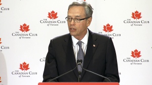 In this file photo, Finance Minister Joe Oliver speaks at the Canadian Club in Toronto, Monday, April 7, 2014.