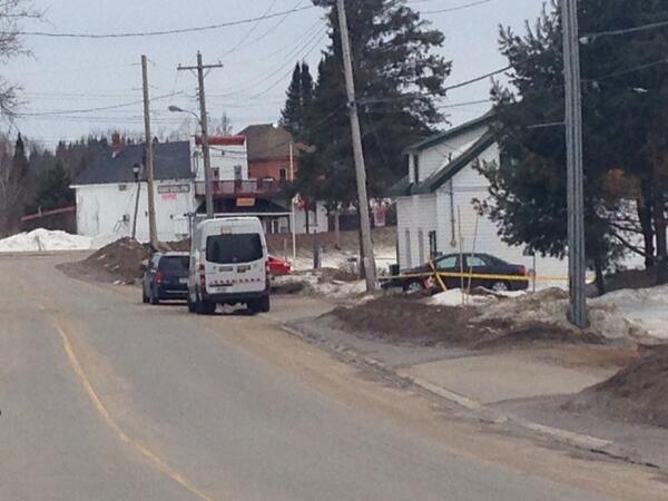 OPP still at the scene of a suspicious death investigation in Kearney on Monday April 7, 2014. (Courtney Heels / CTV Barrie)