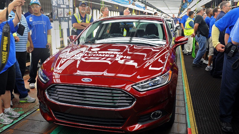 A Ford Fusion on a Michigan production line