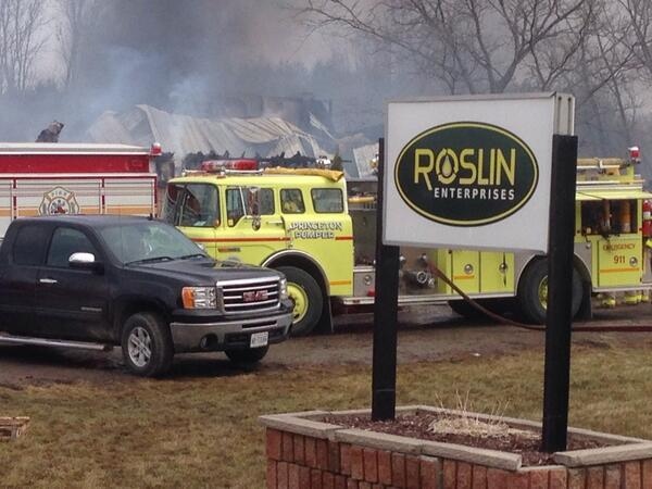 Roslin Enterprises fire 4/13/14 (Gerry Dewan CTV)