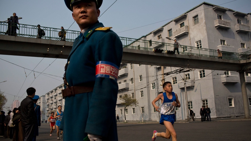 Marathoners in Pyongyang, North Korea