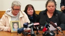 The family of Andrea White, a Scarborough woman killed in a weekend shooting, is shown at a news conference on Monday, April 14, 2014. 