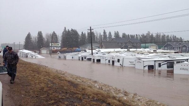 Campers in Sussex, N.B. are under water after the Trout Creek spilled its banks. 