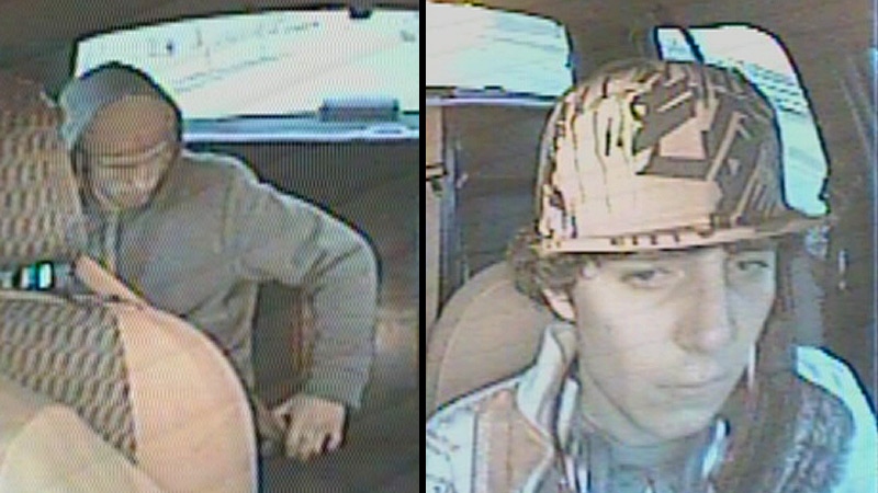 Red Deer RCMP released photos showing two suspects believed to have assaulted a cab driver on April 10, 2014. Supplied.