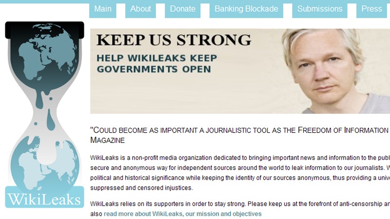 The WikiLeaks website is seen on Monday, Oct. 24, 2011.