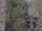 A partially collapsed deck is seen at the Benmiller Inn near Goderich, Ont. on Monday, April 21, 2014. (Scott Miller / CTV London)