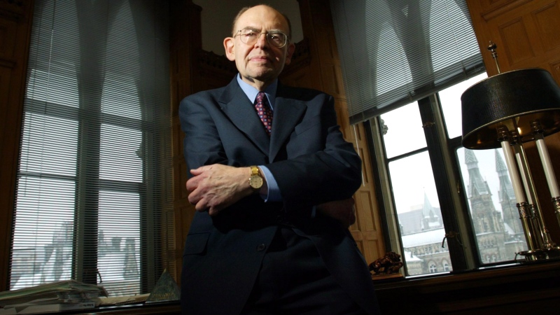 Herb Gray poses for a photo in his office on Parliament Hill in Ottawa Tuesday Jan 15, 2002. Gray, a former deputy prime minister and one of Canada's longest-serving parliamentarians, died Monday at the age of 82. (Tom Hanson / THE CANADIAN PRESS)