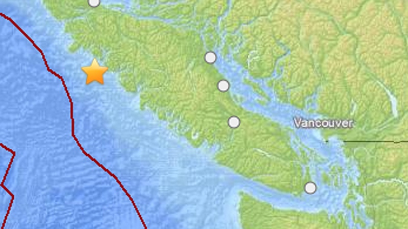 A 6.6-magnitude earthquake struck off the B.C. coast on Wednesday, April 23, 2014. (U.S. Geological Survey)