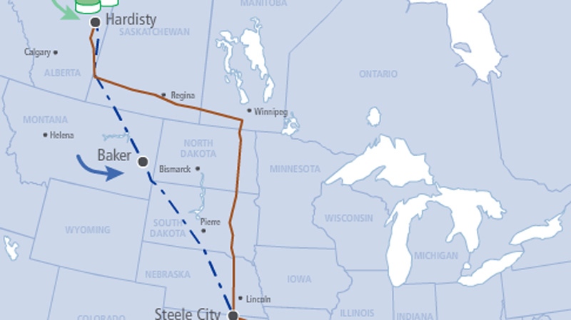 This map shows the proposed Keystone XL pipeline route. (TransCanada)