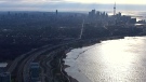 The Gardiner Expressway winds into downtown Toronto, as viewed from the CTV News chopper, Friday, April 25, 2014. Upgrades to the aging expressway will cause distruptions to December 2016.