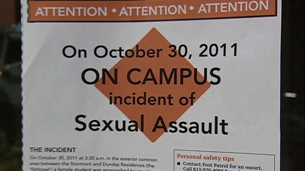 Notices are posted across Carleton University's campus after a sexual assault was reported on Oct. 30, 2011