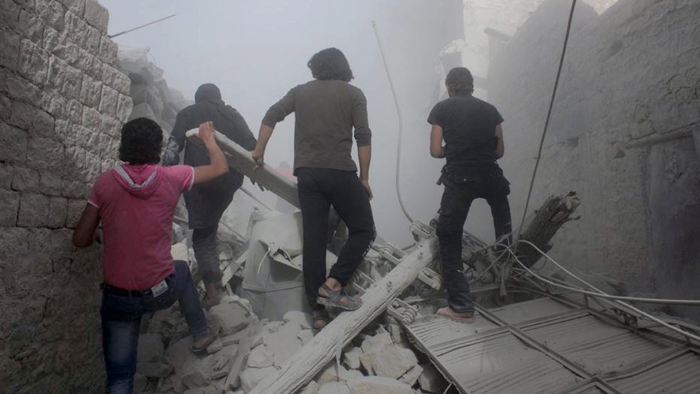 Airstrike damage in Aleppo, Syria