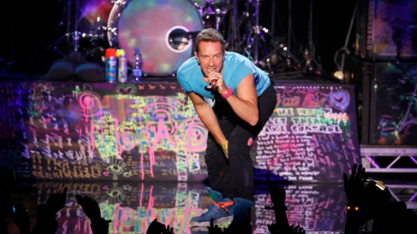 Chris Martin of the band Coldplay performs at the MTV European Music Awards 2011, in Belfast, Northern Ireland Sunday, Nov. 6, 2011. (AP / Joel Ryan)