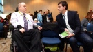 Acting Insp. Bryce Clarke talks with Mayor Don Iveson at City Hall in January, 2014. Supplied.