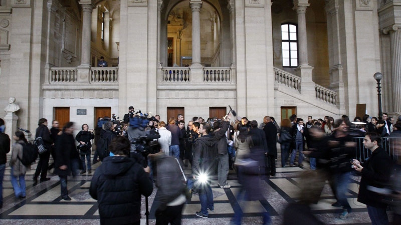 Reporters gather in the Paris courthouse where Carlos the Jackal is set to appear on Nov. 7, 2011.