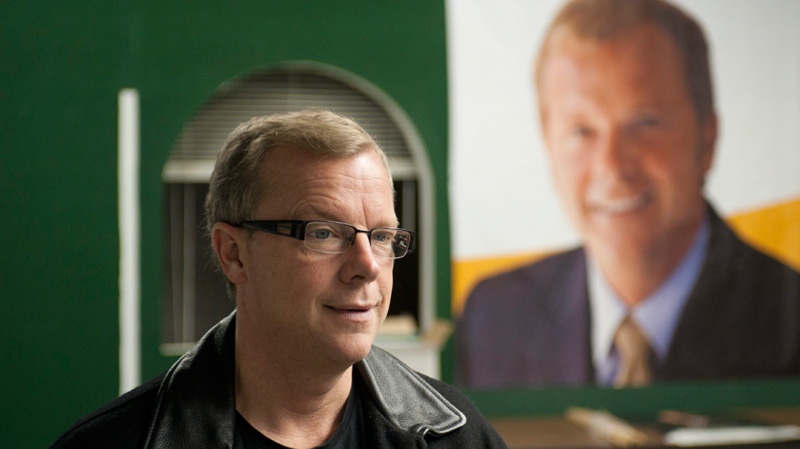 Saskatchewan Party Leader Brad Wall in his campaign office on Monday, November 7, 2011 in Swift Current, Sask. THE CANADIAN PRESS/Liam Richards