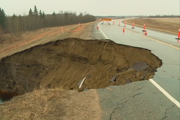 Huge Sinkhole Swallows Part Of Sask Highway Ctv News