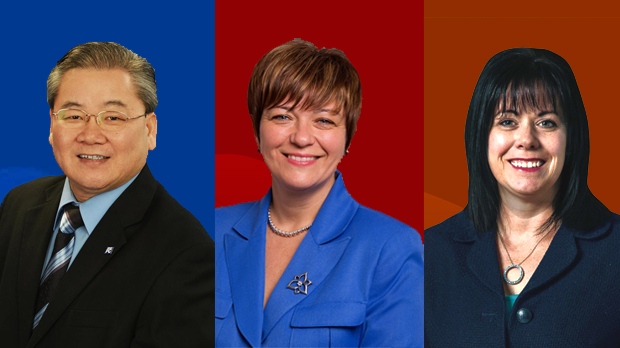 Candidates for Windsor-West have been set. Henry Lau, left, Teresa Piruzza, center, and Lisa Gretzky, right, can be seen in this photo. (CTV Windsor)