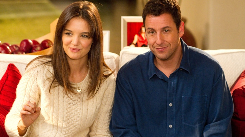 Katie Holmes, left, and Adam Sandler are shown in a scene from Sony-Columbia Pictures's 'Jack & Jill.' 