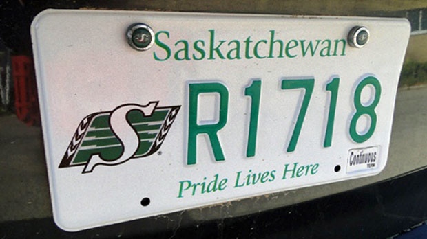 Rider licence plate Saskatchewan