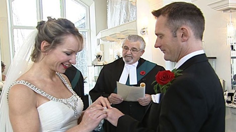 Sgt. Jamie Raycroft and Yvonne Goebel got married at 11:11 a.m. on Nov. 11, 2011.
