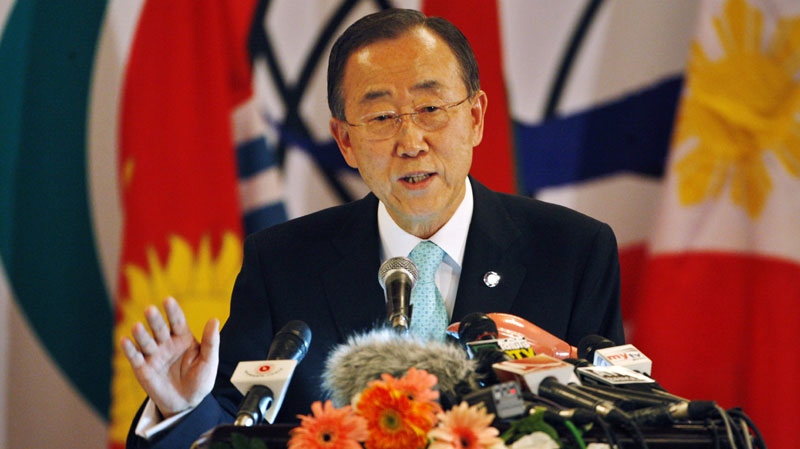 UN Secretary-General Ban Ki-moon speaks at a conference in Dhaka, Bangladesh on Nov. 14, 2011