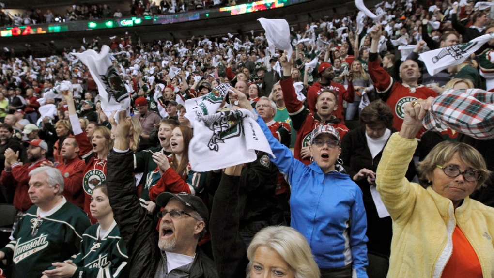 Minnesota Wild fans cheer in St. Paul, Minn.