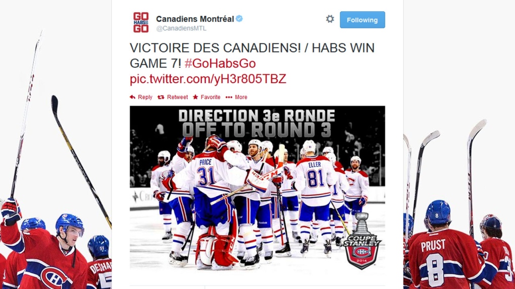 Habs twitter page