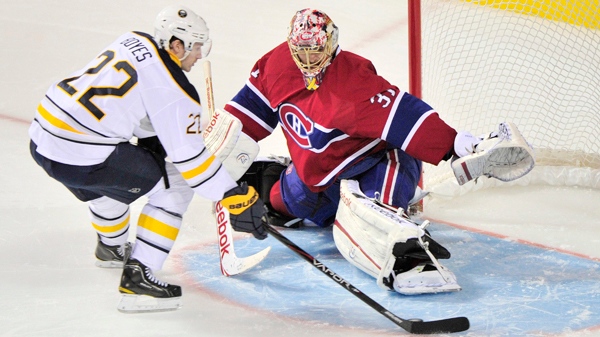 Buffalo Sabres' Brad Boyes scores past Montreal Canadiens goalie Carey Price during a shootout (November 14, 2011).THE CANADIAN PRESS/Paul Chiasson