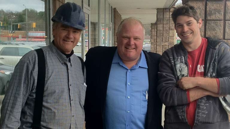 Rob Ford poses with construction workers