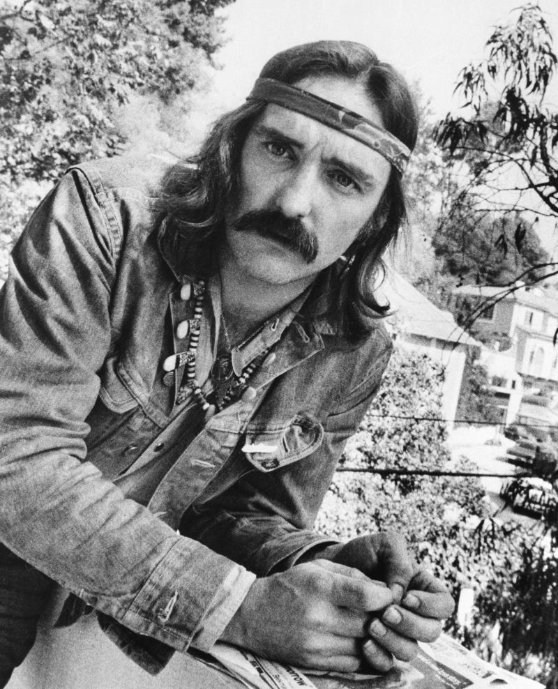 In a Oct. 1971 file photo, director-actor Dennis Hopper poses in Hollywood, Calif. To celebrate the legacy of Dennis Hopper and his iconic counterculture film "Easy Rider," motorcyclists and movie fanatics from as far away as Canada have traveled to northern New Mexico. (AP Photo, File)